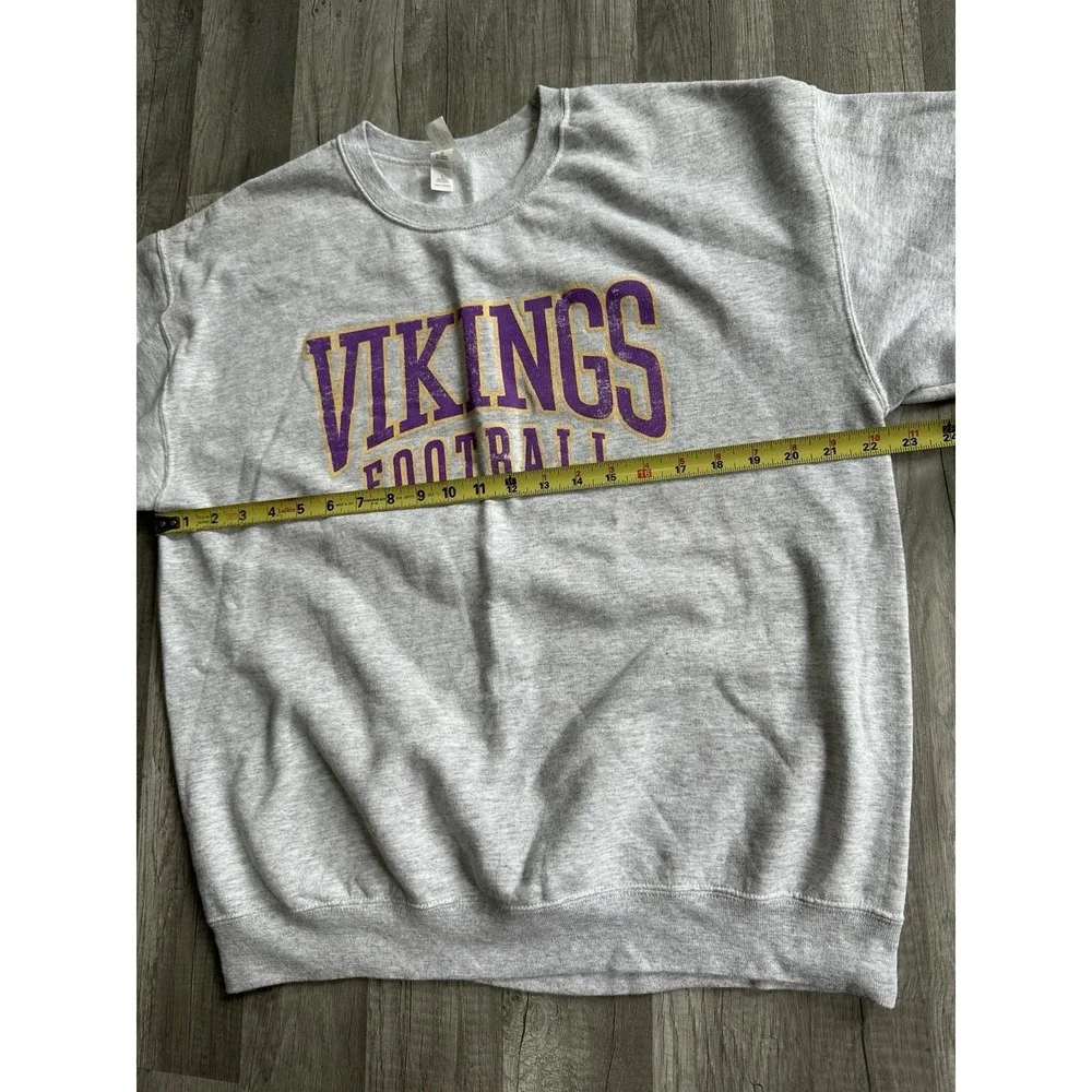 Jerzees Minnesota Vikings Crewneck Sweatshirt Size Large Gray Unisex